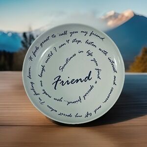 Friend Life Is A Circle 8" Shallow bowl White Black Gift‎ Decorating Serving Fun